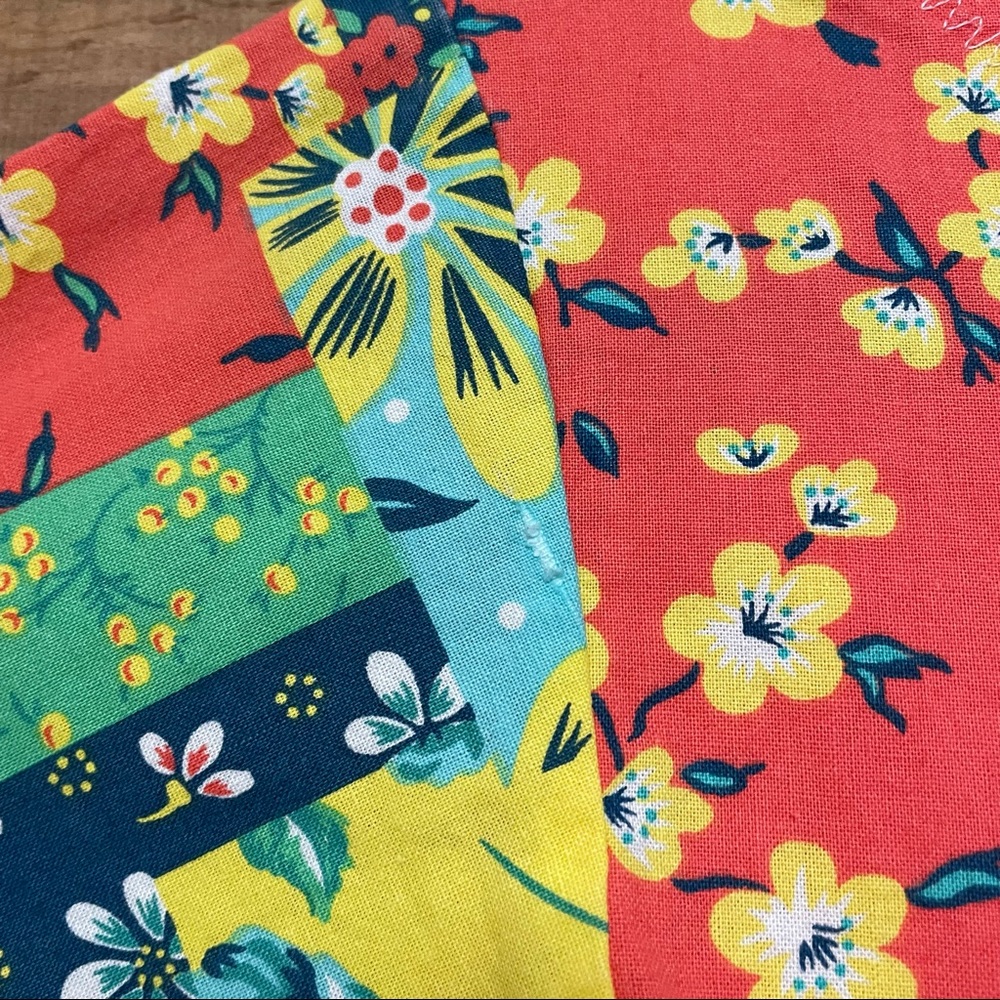 Prairie handmade patchwork floral bright short sleeve dress medium - Picture 4 of 7